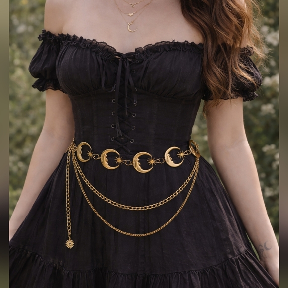 Vintage Gold Moon Sun Celestial Chain Belt NEW - Picture 9 of 10